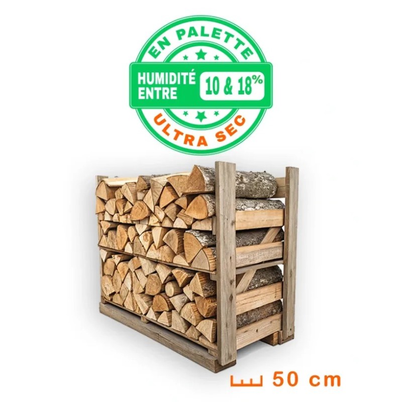 Bois de Chauffage Conditionné en Palettes - 50 cm