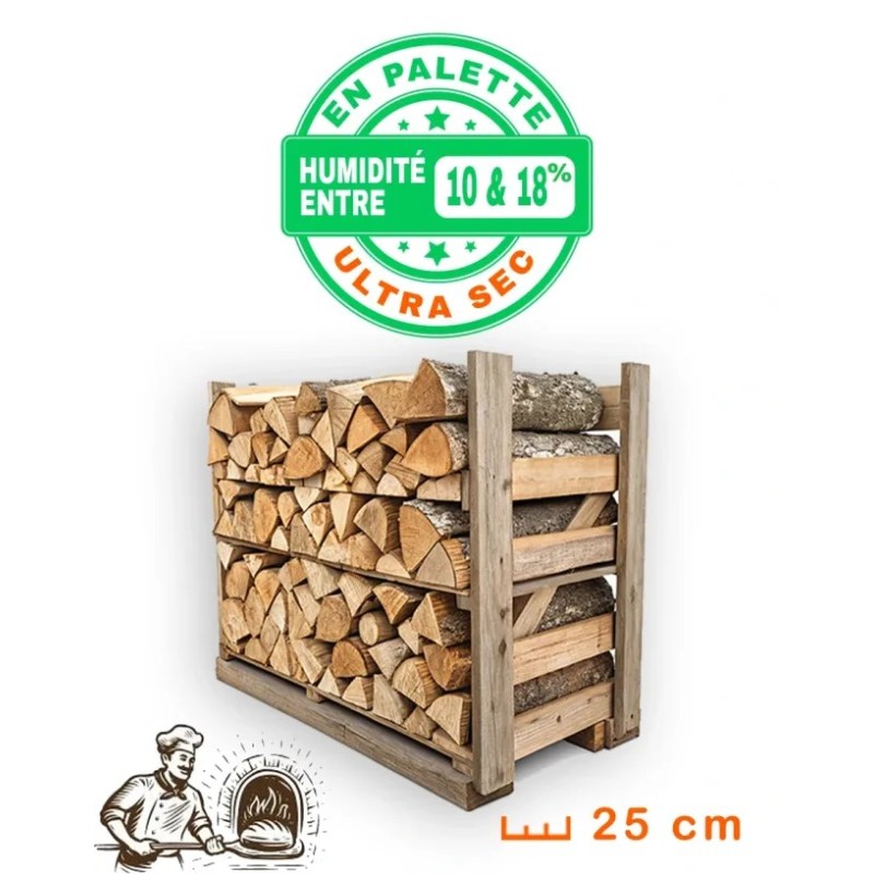 Bois pour les restaurants conditionné en Palettes - 25 cm